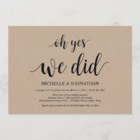 Oh ja, wir taten es, Einladungskarten für Hochzeit