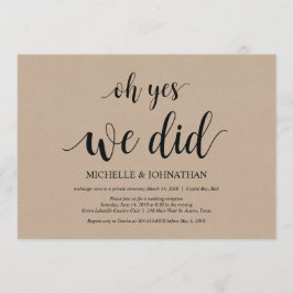 Oh ja, wir taten es, Einladungskarten für Hochzeit
