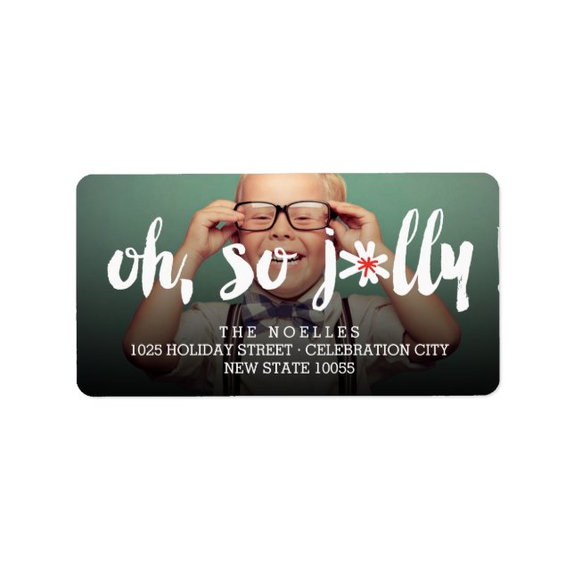 Oh, Jolly! Brush Holiday Foto Rücksendeadresse Adressaufkleber (Vorne)