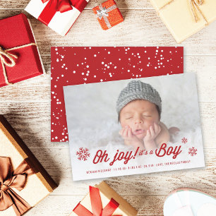 Oh Joy It's A Boy Photo Holiday Faire-part de nais