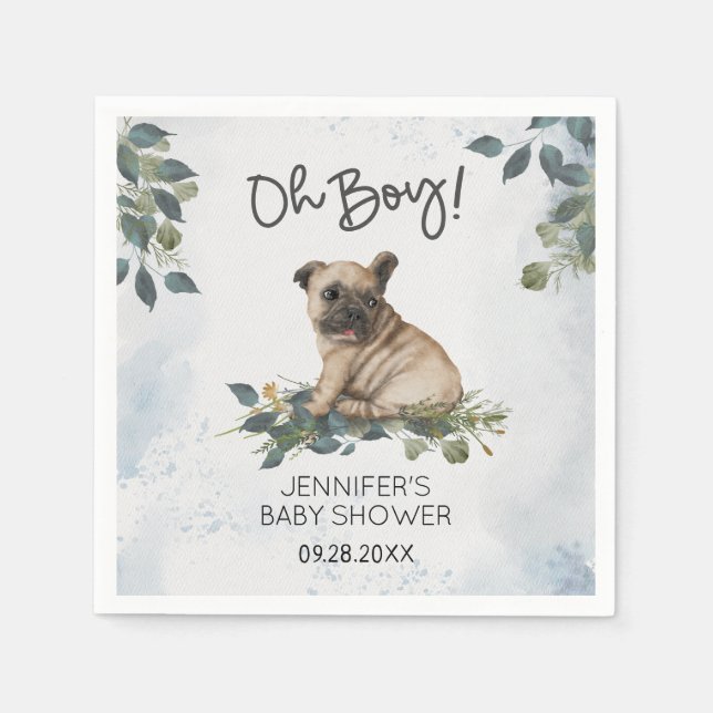 Oh Junge! Baby Dusche Mops Welppy Napkins Serviette (Vorderseite)