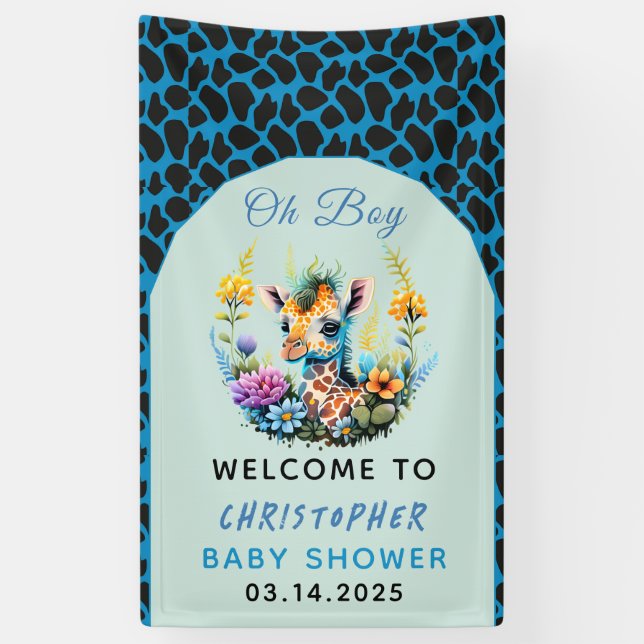 Oh Junge! Baby Giraffe Baby Dusche Banner (Vertikal)