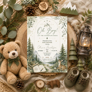Oh-Junge-Baby-Shower-Abenteuer-Waldgebirge Einladung