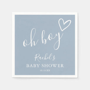 Oh Junge Baby Süß Herz Staubblau Baby Shower Serviette