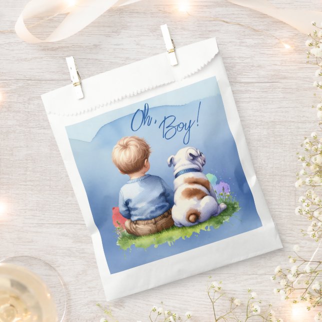 Oh, Junge! Baby- und Bulldog-Babydusche Geschenktütchen (Ausgeschnitten)