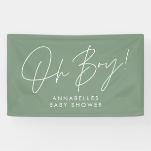 Oh Junge Babydusche Drehbuch Moderner Weiß-Schick Banner