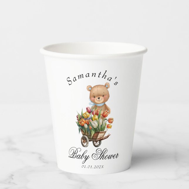 oh Junge Babydusche grün elegant Pappbecher (Vorderseite)