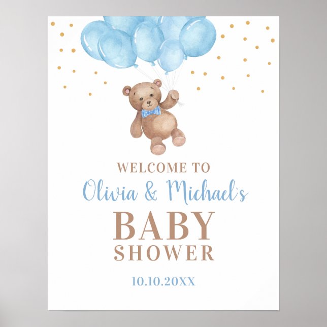 Oh, Junge Babydusche Party Begrüßungspposter Poster (Vorne)