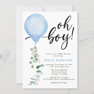 Oh Junge Ballon Grüne Eukalyptus Babydusche Einladung