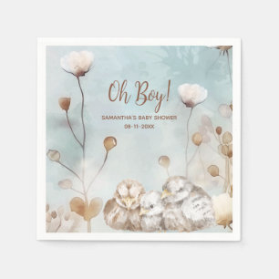 Oh Junge! Blaue Aquarell-Babydusche Serviette