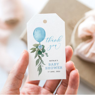 Oh Junge Blaue Ballon Grüne Baby-Party Geschenkanhänger