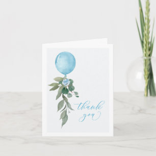 Oh Junge Blaue Ballon Grünzeug Babyparty Dankeskarte