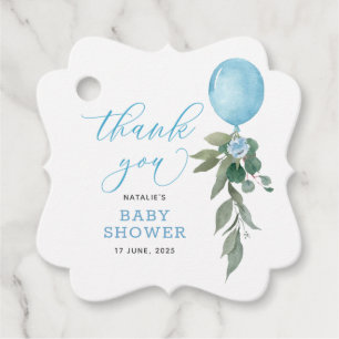 Oh Junge Blaue Ballon Grünzeug Babyparty Geschenkanhänger
