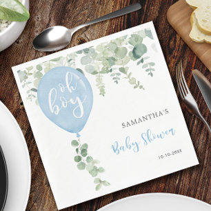 Oh Junge blaue Ballon Junge Babydusche Grün Serviette