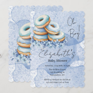 Oh Junge Blaue Donuts Baby Shower  Einladung
