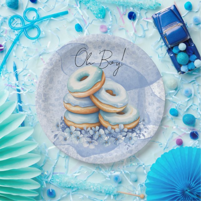 Oh Junge Blaue Donuts Baby Shower Pappteller (Party)