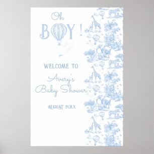 Oh Junge Blaue Toiletten Safari-Tier Baby-Party Poster