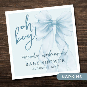 Oh Junge Blaue Wasserfarbe Schleife Baby Shower Serviette