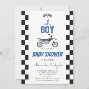 Oh Junge Blaues Dirt Bike Baby Shower Einladung