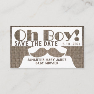 Oh Junge, Burlap Mustache Save the Date Begleitkarte