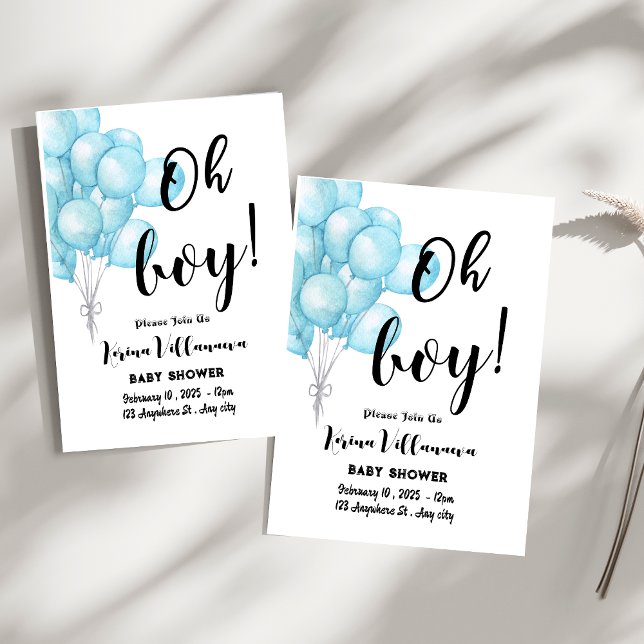 Oh Junge! Charming Blue Baby Dusche Einladungskart Einladung (Von Creator hochgeladen)