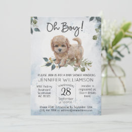 Oh Junge! Cockapoo Puppy Watercolor Babydusche Einladung