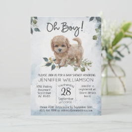 Oh Junge! Cockapoo Puppy Watercolor Babydusche Einladung