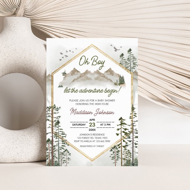 Oh Junge, das Abenteuer beginnt Baby-Party Einladung (Let the Adventure Begin Baby Shower Invitation)
