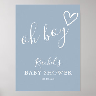 Oh Junge Dusty Blau Baby Shower Willkommensschild Poster