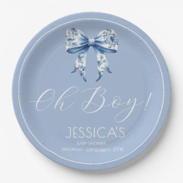 Oh Junge Elegant Simple Dusty Blue Boys Baby Pappteller