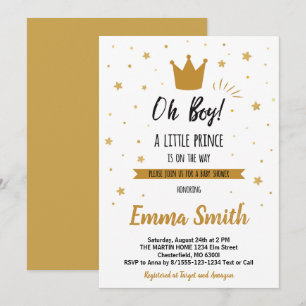 Oh Junge Goldene Sterne Goldene Krähe Baby Shower Einladung