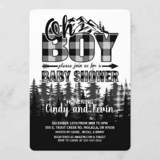Oh Junge graue Lumberjack Baby Dusche Einladung