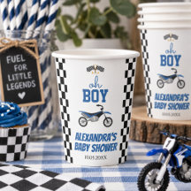 Oh Junge Kariertes Dirt Bike Baby Shower