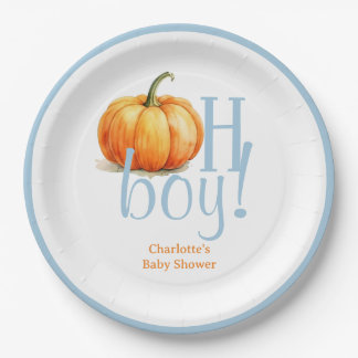Oh Junge Kleiner Kürbis Blauer Junge Baby Shower Pappteller