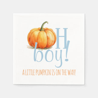 Oh Junge Kleiner Kürbis Blauer Junge Baby Shower Serviette