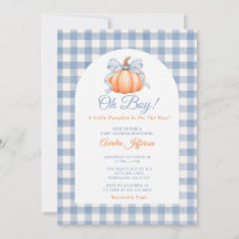 Oh Junge, kleiner Kürbis, blaues Gingham-Baby-Show