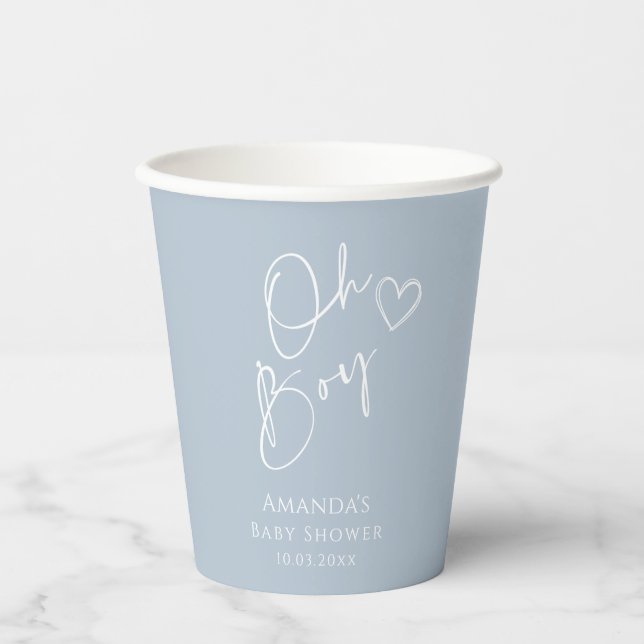 Oh Junge Minimalistische moderne Babydusche Pappbecher (Vorderseite)