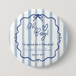 Oh Junge Niedlich moderne Dusty Blue Baby Dusche O Button