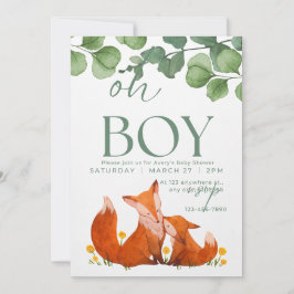 Oh Junge niedlich Safar Blumenfuchs Babydusche Einladung