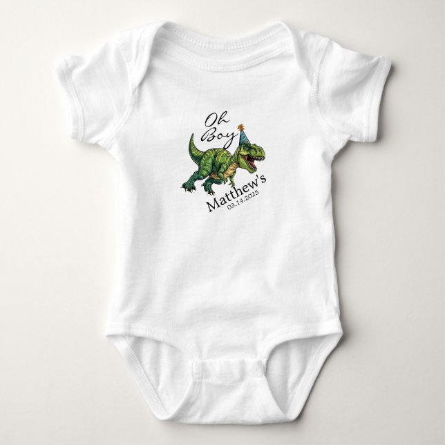 Oh Junge! Niedliche Dinosaur Babydusche Baby Strampler (Vorderseite)