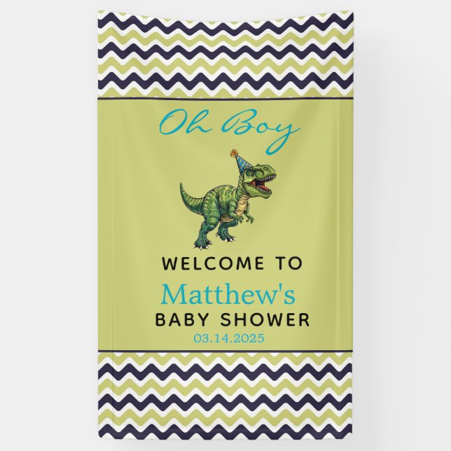 Oh Junge! Niedliche Dinosaur Babydusche Banner (Vertikal)