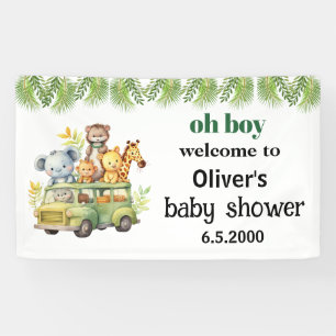 oh Junge niedliche Dschungelsafari Tiere Babydusch Banner