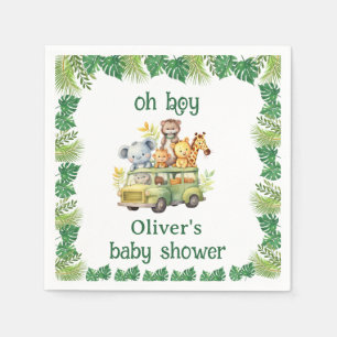 oh Junge niedliche Dschungelsafari Tiere Babydusch Serviette