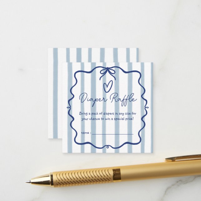 Oh Junge Niedliche Whimsical Blue Stripes Babydusc Begleitkarte (Vorderseite/Rückseite Beispiel)