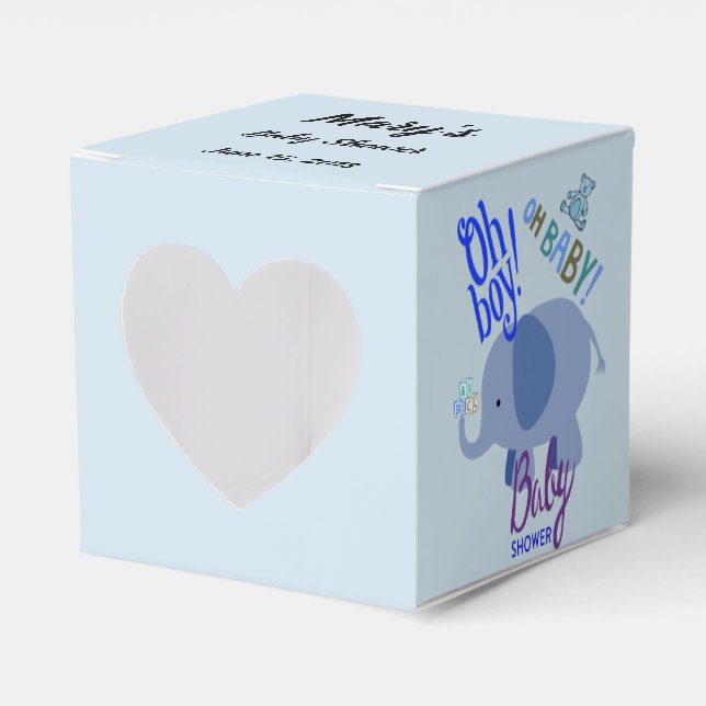 Oh Junge! Oh, Baby! Blue Elephant Baby Dusche Geschenkschachtel (Vorderseite)