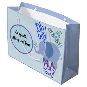 Oh Junge! Oh, Baby! Blue Elephant Baby Dusche Große Geschenktüte