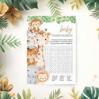 Oh Junge! Safari-Baby-Party | Baby-Wortsuchspiel Einladung