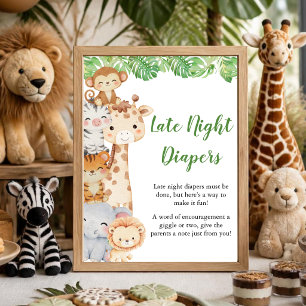 Oh Junge! Safari Baby Shower Späte Nacht Windeln Poster