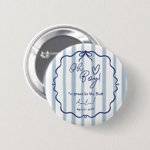 Oh Junge Süße Moderne Staubblaue Babyparty Tante Button