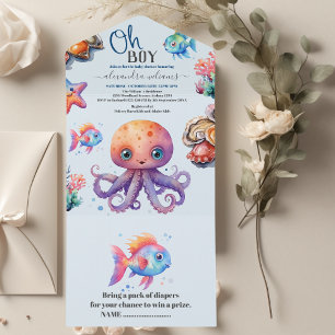 Oh Junge Unter dem Meer Baby Shower All In One Einladung